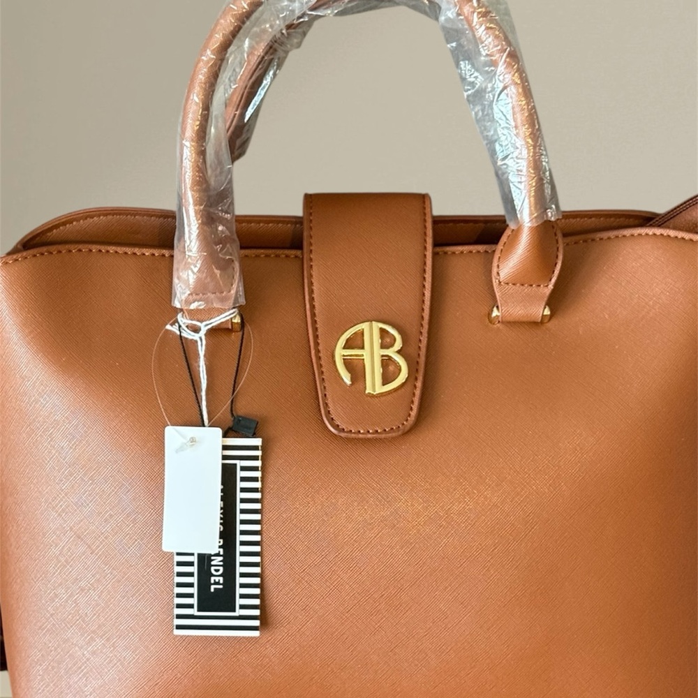 Alexis Bendel Cognac Satchel Gold Hardware Crossbody